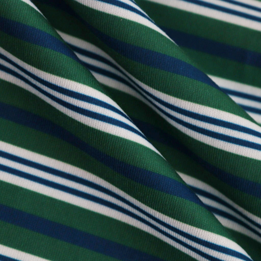 W's TECH DRAWSTRING MULTI BORDER S/S TEE #GREEN / BLUE [BE-35024L]