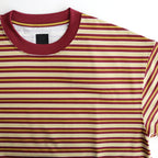 W's TECH DRAWSTRING MULTI BORDER S/S TEE #BURGUNDY / MUSTARD [BE-35024L]