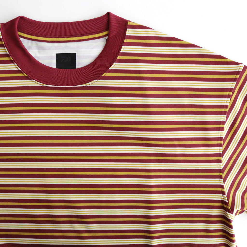 W's TECH DRAWSTRING MULTI BORDER S/S TEE #BURGUNDY / MUSTARD [BE-35024L]