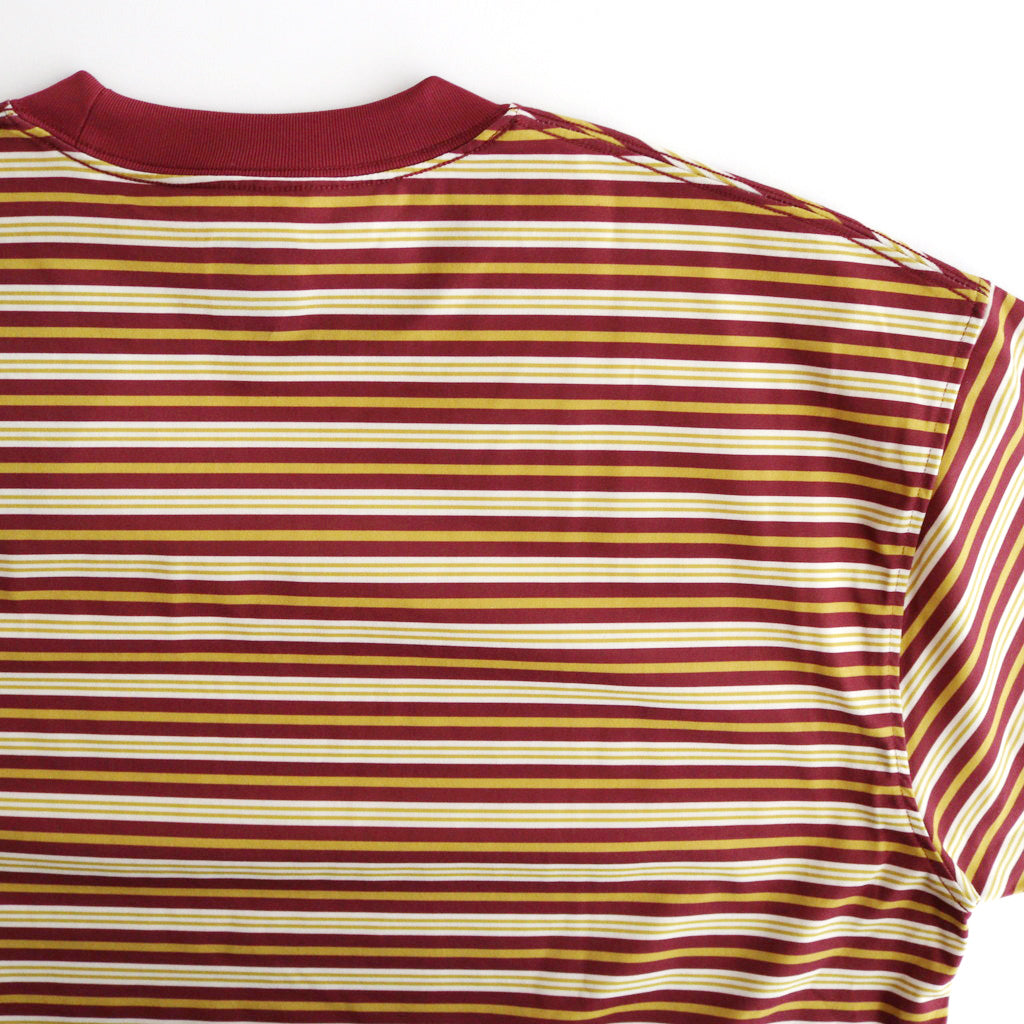 W's TECH DRAWSTRING MULTI BORDER S/S TEE #BURGUNDY / MUSTARD [BE-35024L]