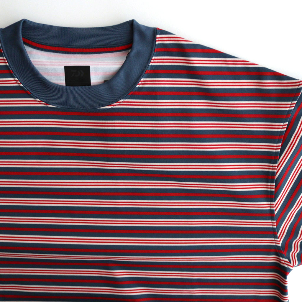 W's TECH DRAWSTRING MULTI BORDER S/S TEE #LT.NAVY / BORDEAUX [BE-35024L]