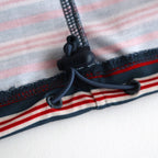 W's TECH DRAWSTRING MULTI BORDER S/S TEE #LT.NAVY / BORDEAUX [BE-35024L]