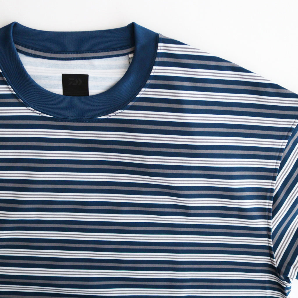 W's TECH DRAWSTRING MULTI BORDER S/S TEE #NAVY / GRAY [BE-35024L]