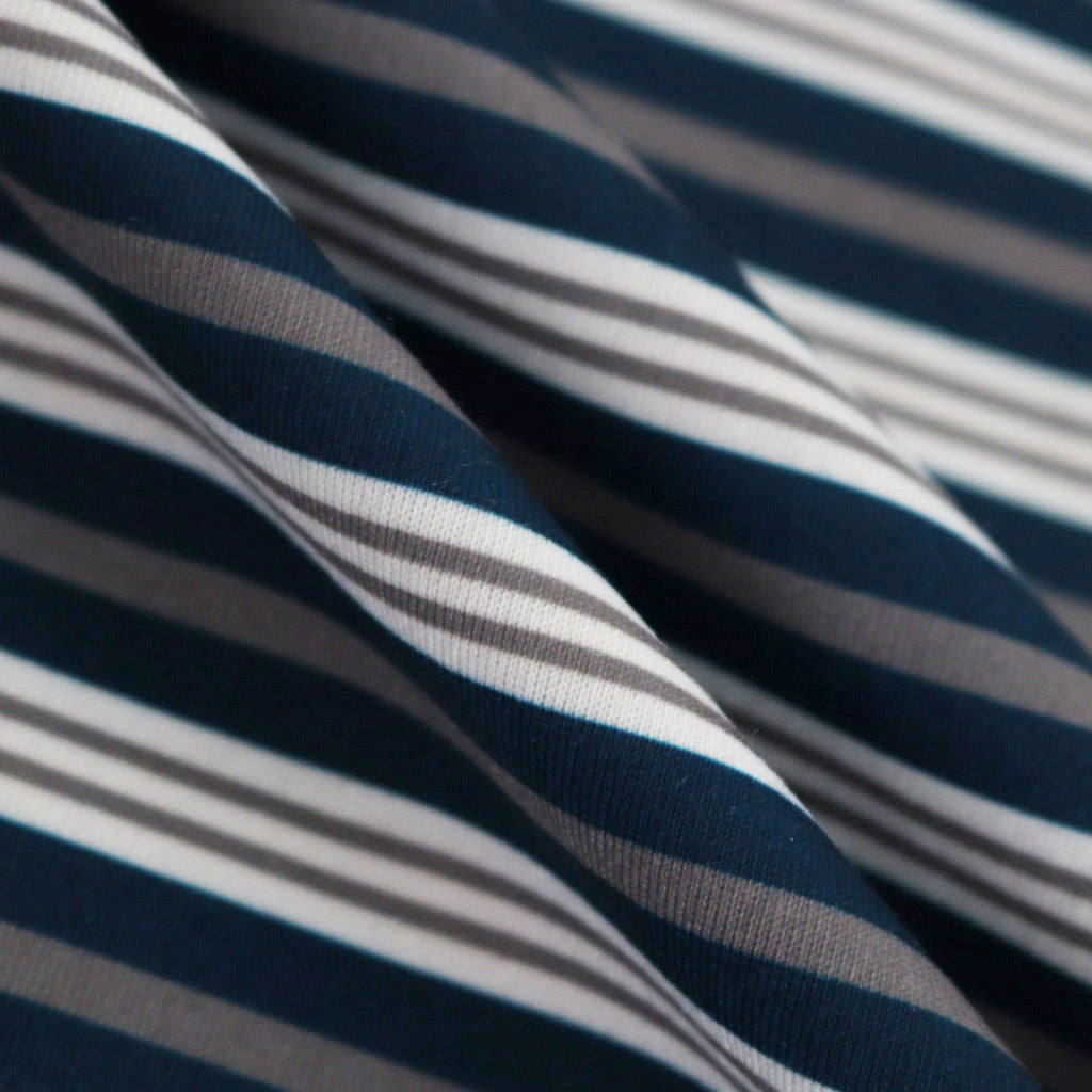 W's TECH DRAWSTRING MULTI BORDER S/S TEE #NAVY / GRAY [BE-35024L]