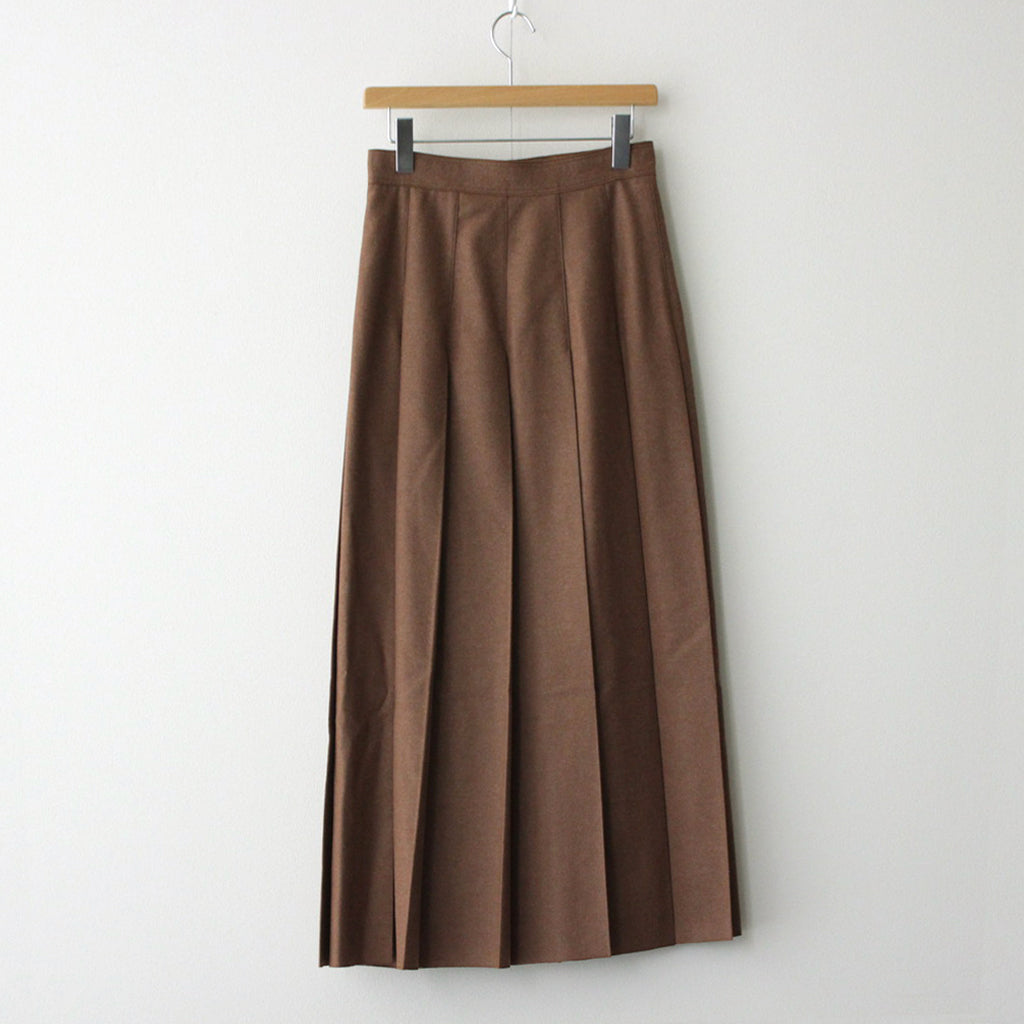 SUPER FULLING TWILL PLEATED SKIRT #BROWN [A23AS05FM]