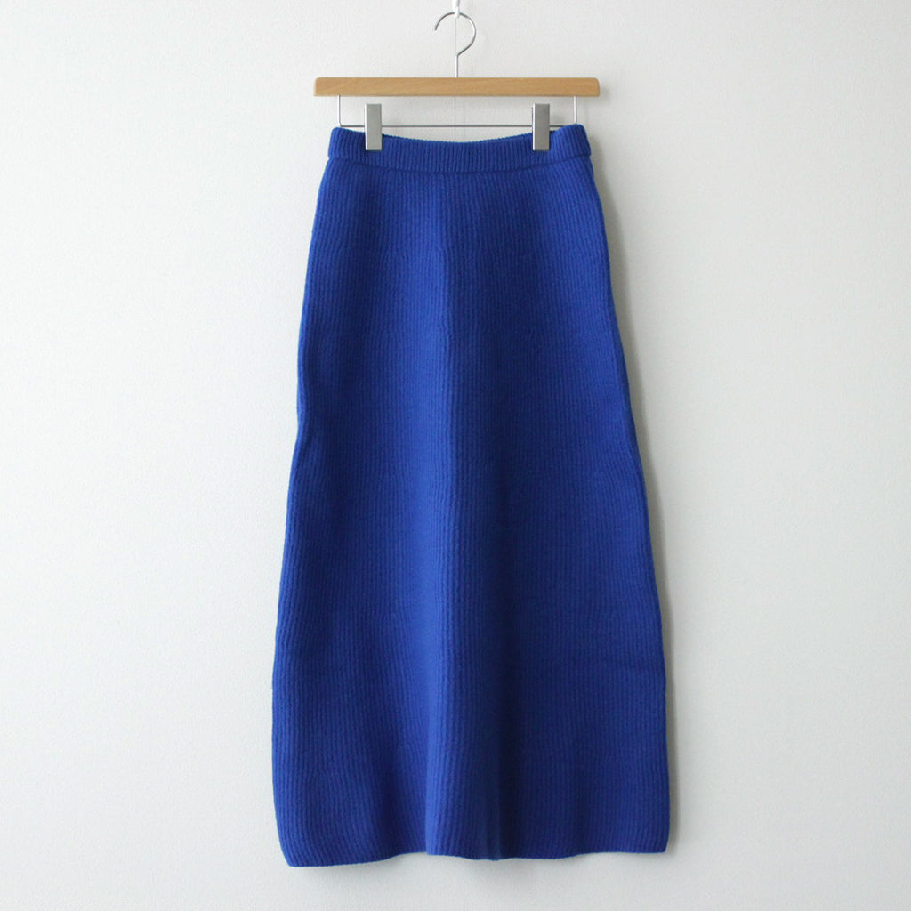 MILLED FRENCH MERINO RIB KNIT FLARE SKIRT #ROYAL BLUE [A23AS06MR