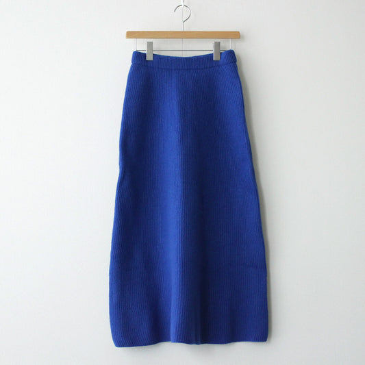MILLED FRENCH MERINO RIB KNIT FLARE SKIRT #ROYAL BLUE [A23AS06MR]