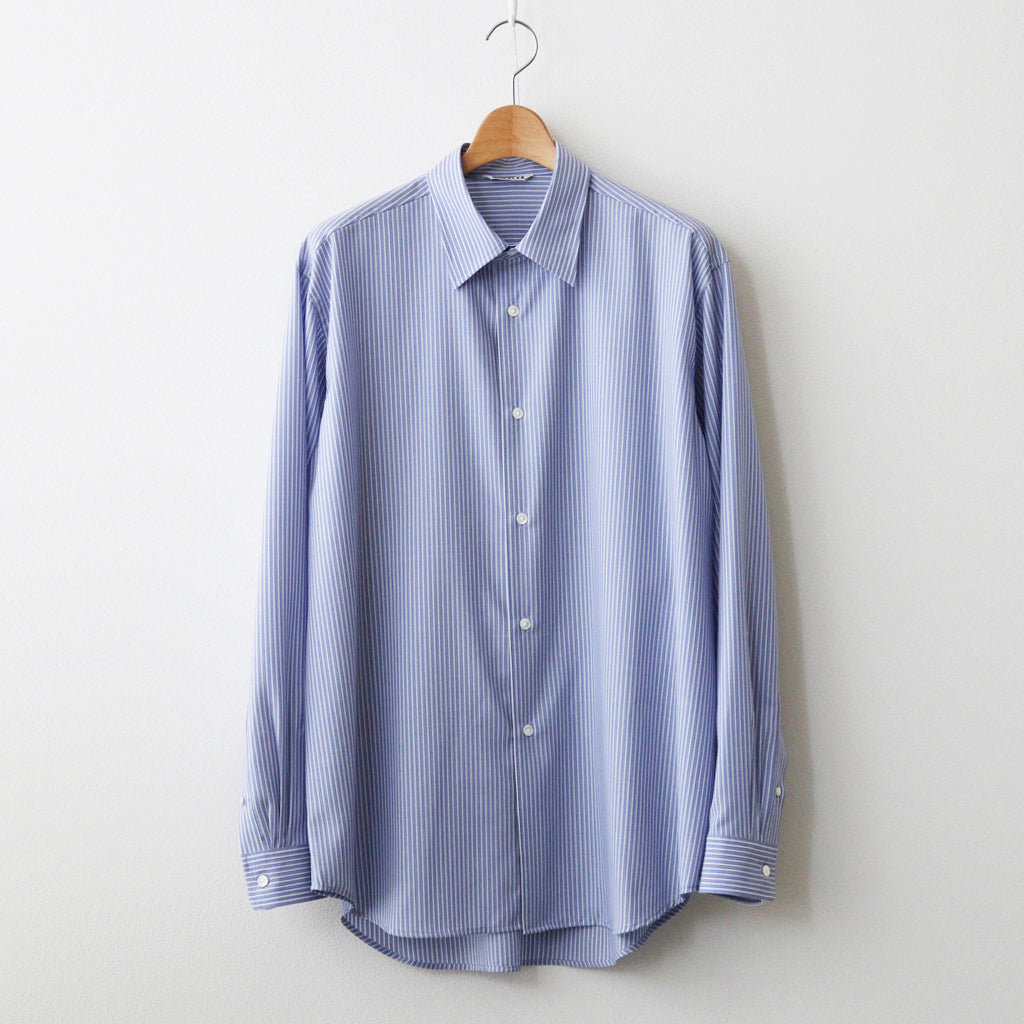 SUPER FINE WOOL STRIPE SHIRT #SAX BLUE STRIPE [A24SS01WW]