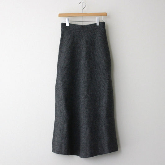 MILLED FRENCH MERINO RIB KNIT FLARE SKIRT #CHARCOAL GRAY [A23AS06MR]