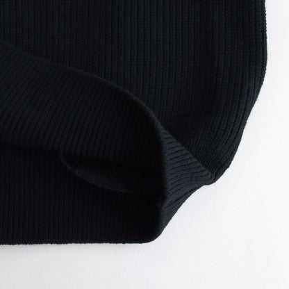 3/4 FRONT ZIP HIGHNECK RIB SWEATER #BLACK [YK24FW0829S]