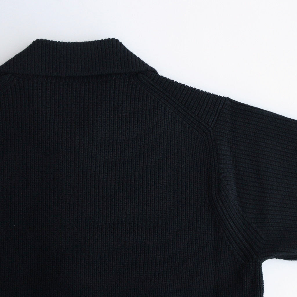 3/4 FRONT ZIP HIGHNECK RIB SWEATER #BLACK [YK24FW0829S]