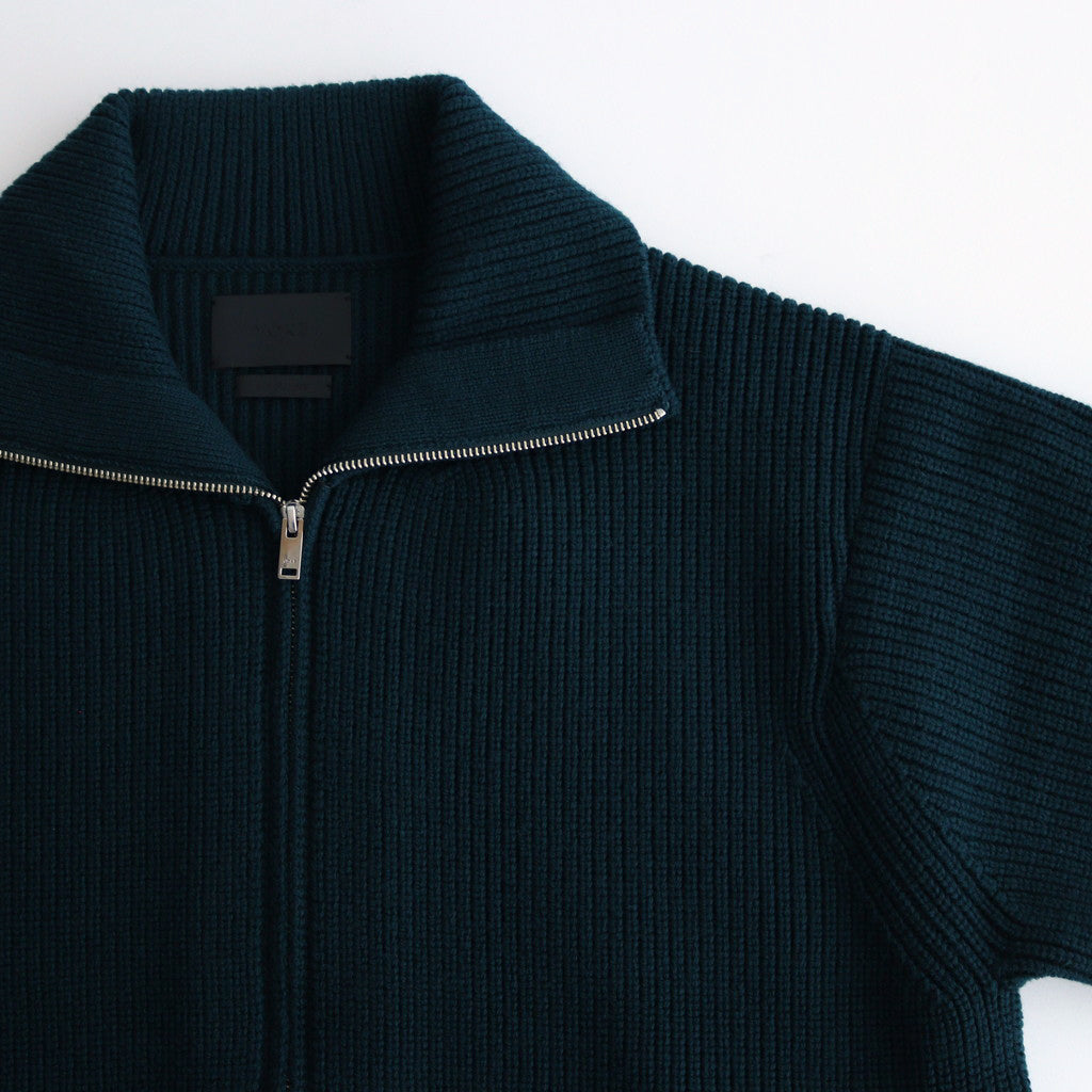 3/4 FRONT ZIP HIGHNECK RIB SWEATER #GREEN [YK24FW0829S]