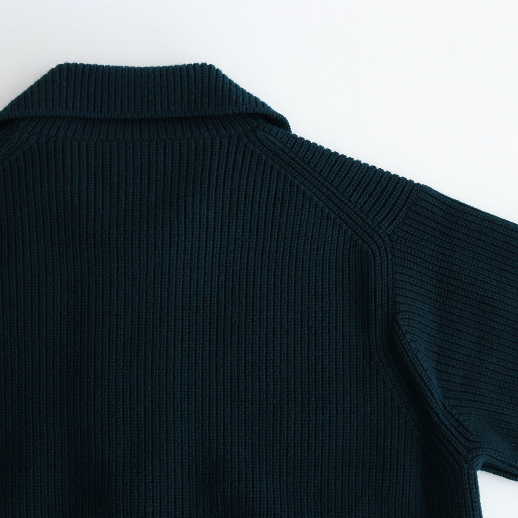 3/4 FRONT ZIP HIGHNECK RIB SWEATER #GREEN [YK24FW0829S]