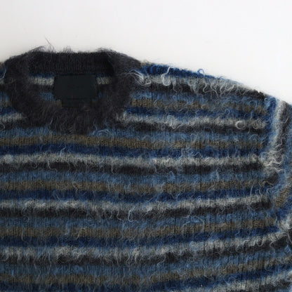 MOHAIR BORDER SWEATER #BLUE×CHARCOAL [YK24FW0824S]