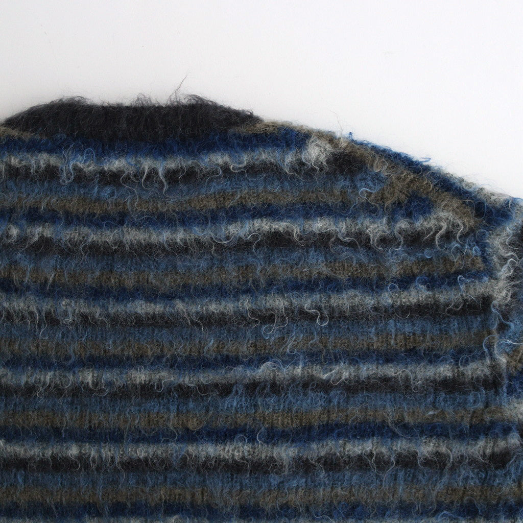 MOHAIR BORDER SWEATER #BLUE×CHARCOAL [YK24FW0824S]