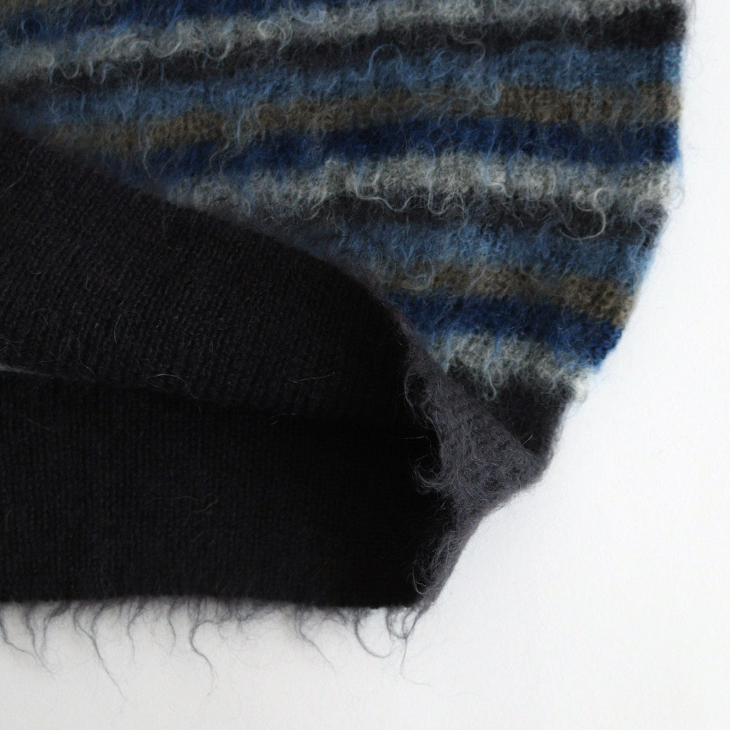 MOHAIR BORDER SWEATER #BLUE×CHARCOAL [YK24FW0824S]