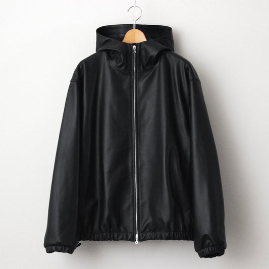 LEATHER HOODED SHORT JACKET #BLACK [ST.1063]