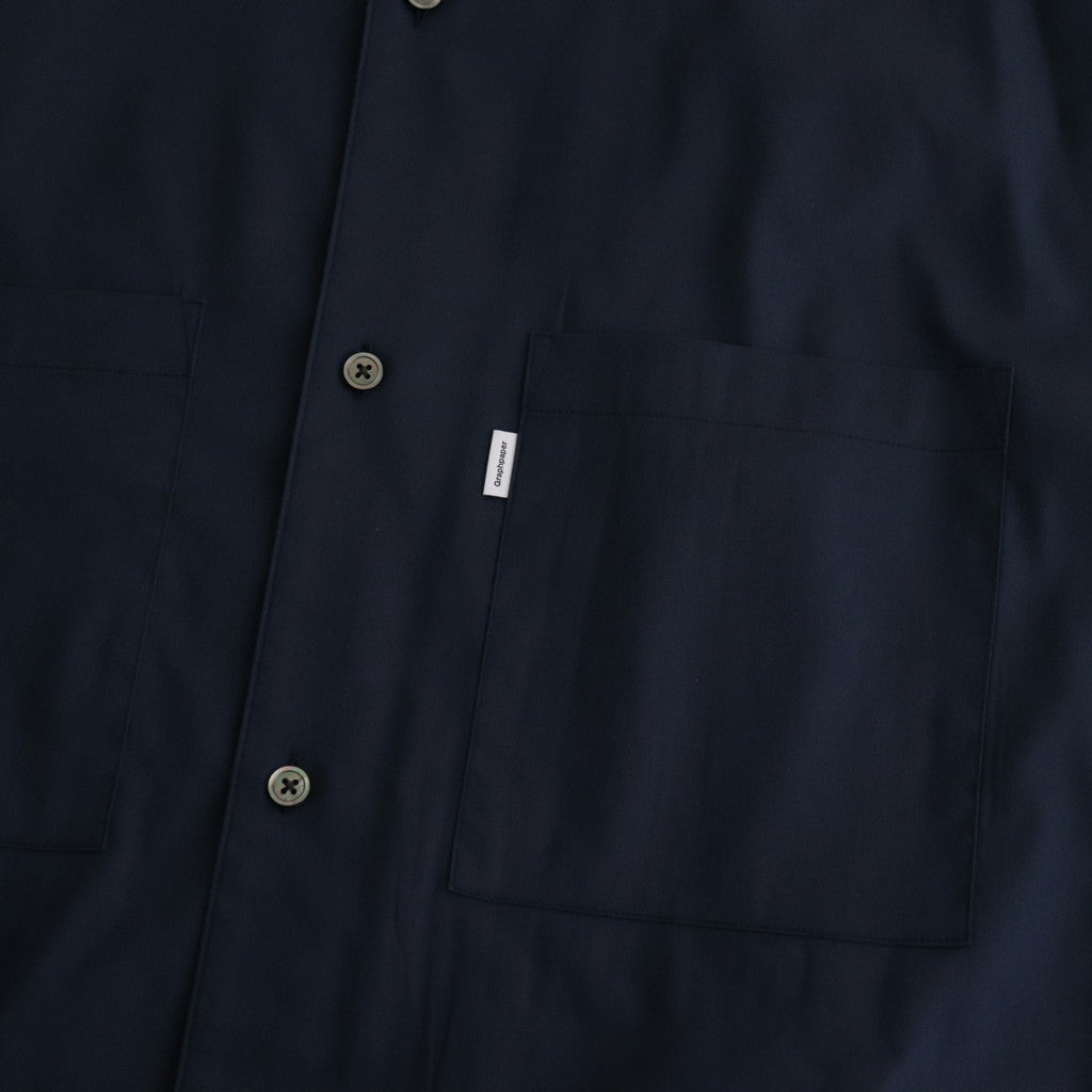 Solotex Twill S/S Oversized Box Shirt #NAVY [GM241-50291B]