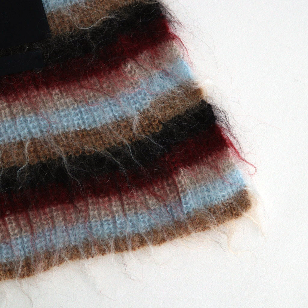 MOHAIR BORDER LONG STOLE #BROWN×RED [YK24FW0825A]