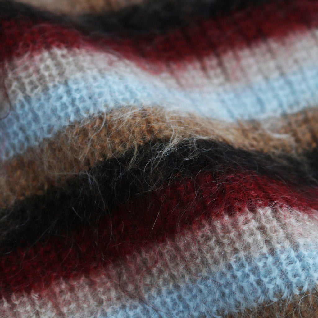 MOHAIR BORDER LONG STOLE #BROWN×RED [YK24FW0825A]