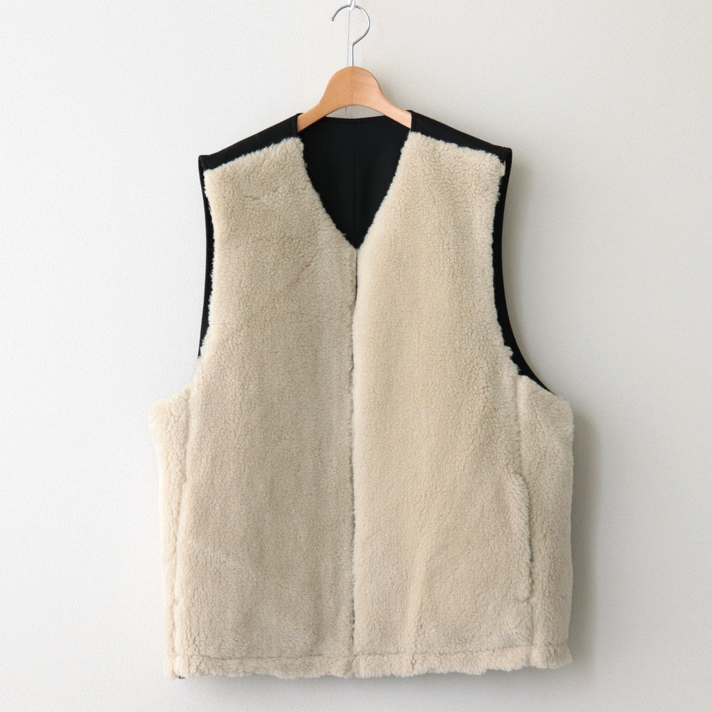WOOL FUR REVERSIBLE VEST #BEIGE [ST.630]