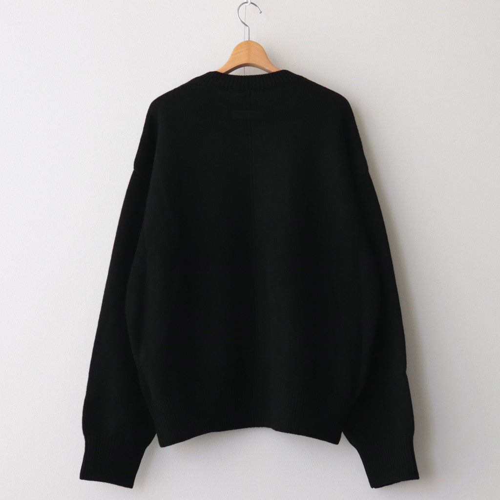 EX FINE LAMBS CREW NECK KNIT LS #BLACK [ST.691]