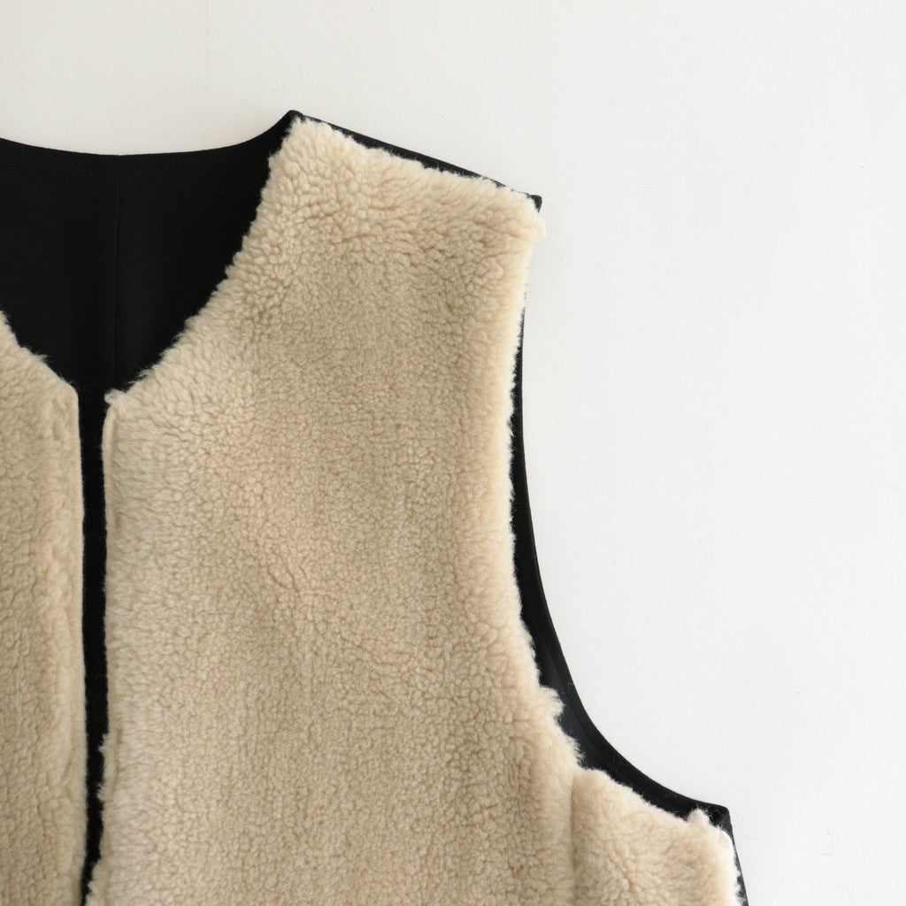 WOOL FUR REVERSIBLE VEST #BEIGE [ST.630]