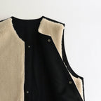 WOOL FUR REVERSIBLE VEST #BEIGE [ST.630]