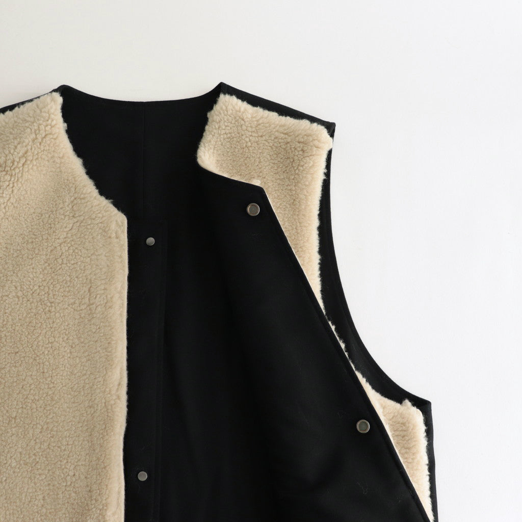 WOOL FUR REVERSIBLE VEST #BEIGE [ST.630]