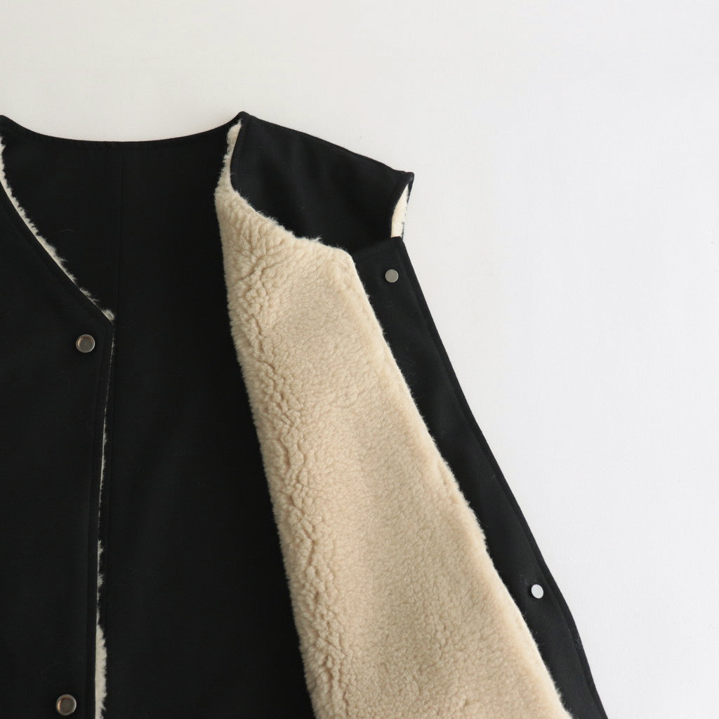 WOOL FUR REVERSIBLE VEST #BEIGE [ST.630]