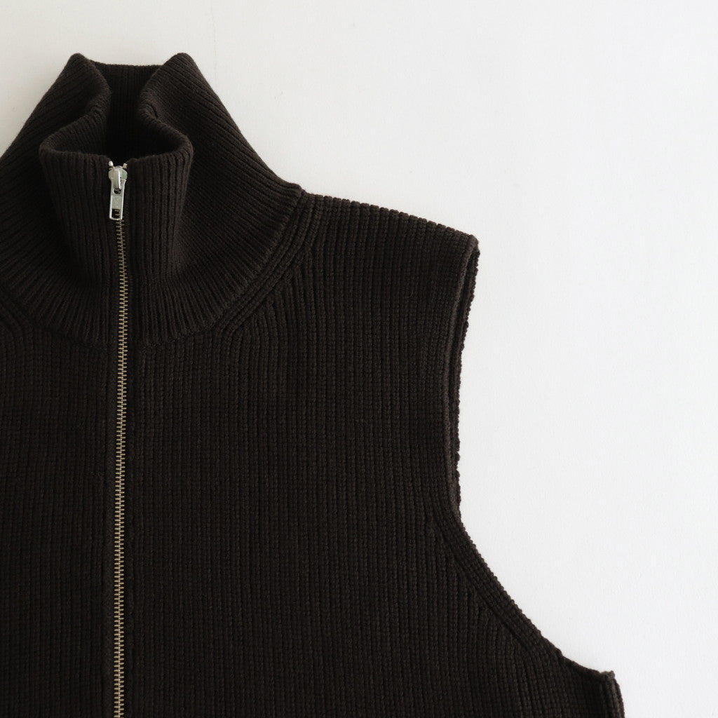 OVERSIZED DRIVERS KNIT ZIP VEST #MILITARY KHAKI [ST.697]