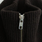 OVERSIZED DRIVERS KNIT ZIP VEST #MILITARY KHAKI [ST.697]