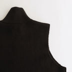 OVERSIZED DRIVERS KNIT ZIP VEST #MILITARY KHAKI [ST.697]