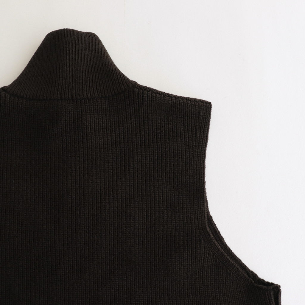 OVERSIZED DRIVERS KNIT ZIP VEST #MILITARY KHAKI [ST.697]