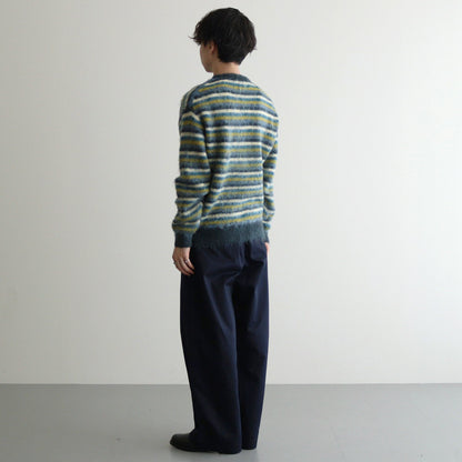 MOHAIR BORDER SWEATER #YELLOW×PEACOCK [YK24FW0824S]