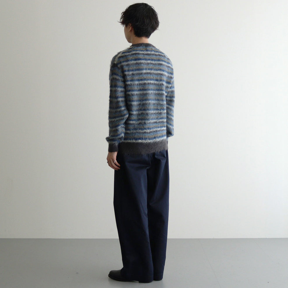 MOHAIR BORDER SWEATER #BLUE×CHARCOAL [YK24FW0824S]