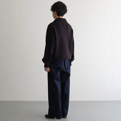 3/4 FRONT ZIP HIGHNECK RIB SWEATER #DARK BROWN [YK24FW0829S]