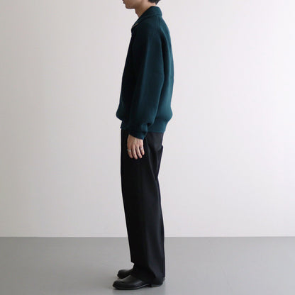 3/4 FRONT ZIP HIGHNECK RIB SWEATER #GREEN [YK24FW0829S]