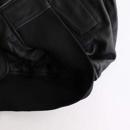 LEATHER FLIGHT JACKET #BLACK [ST.922]