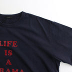 RINGER T-SHIRT LIFE IS A DRAMA #NAVY?~NAVY [H2401-CS029-3]