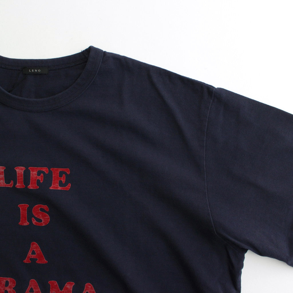 RINGER T-SHIRT LIFE IS A DRAMA #NAVY?~NAVY [H2401-CS029-3]