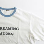 RINGER T-SHIRT STREAMING SUCKS #WHITE?~BLUE [H2401-CS029-1]
