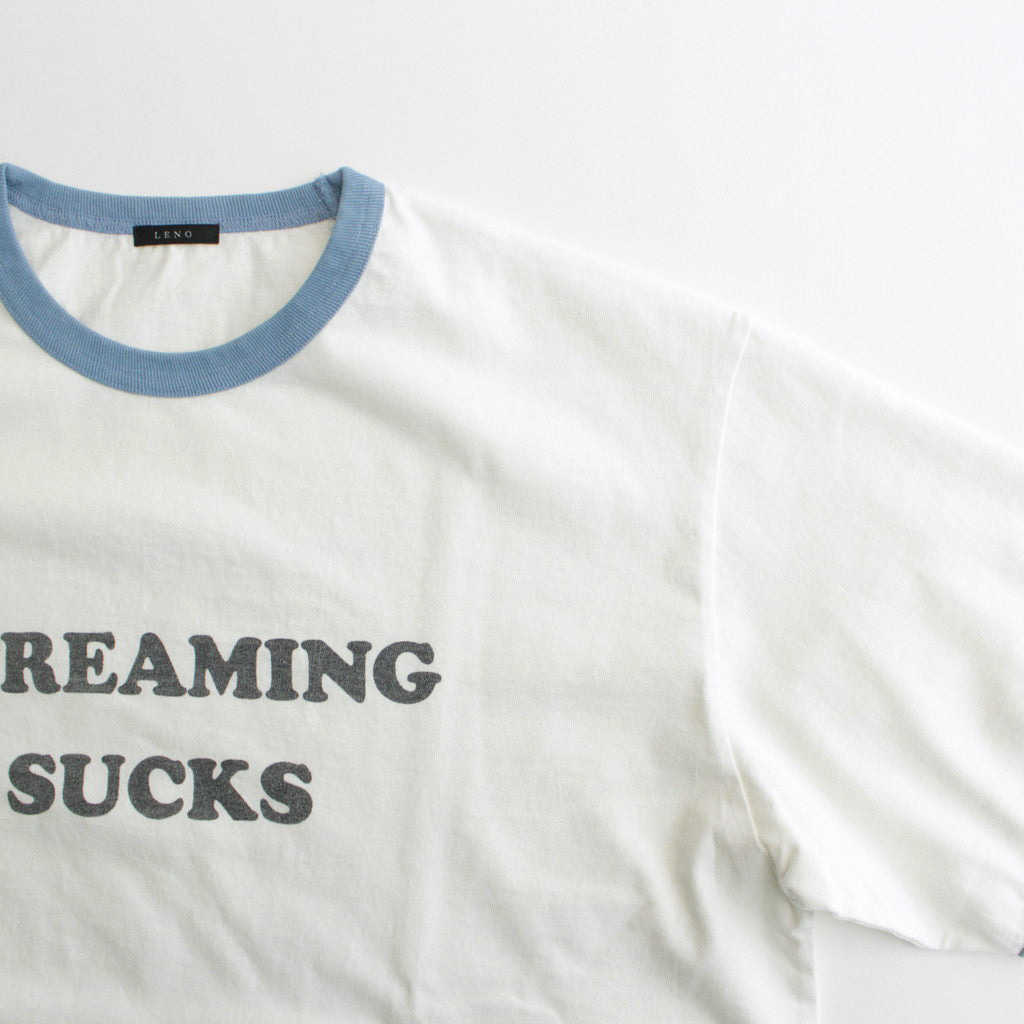 RINGER T-SHIRT STREAMING SUCKS #WHITE?~BLUE [H2401-CS029-1]