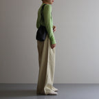 LEATHER BIG ROUND STRING POUCH #BLACK [A23AB01AE]