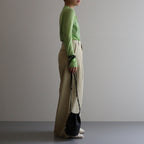 LEATHER BIG ROUND STRING POUCH #BLACK [A23AB01AE]