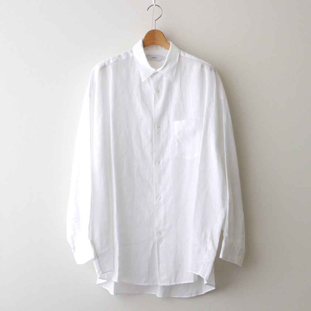 Linen L/S Oversized Regular Collar Shirt #WHITE [GM241-50273B]