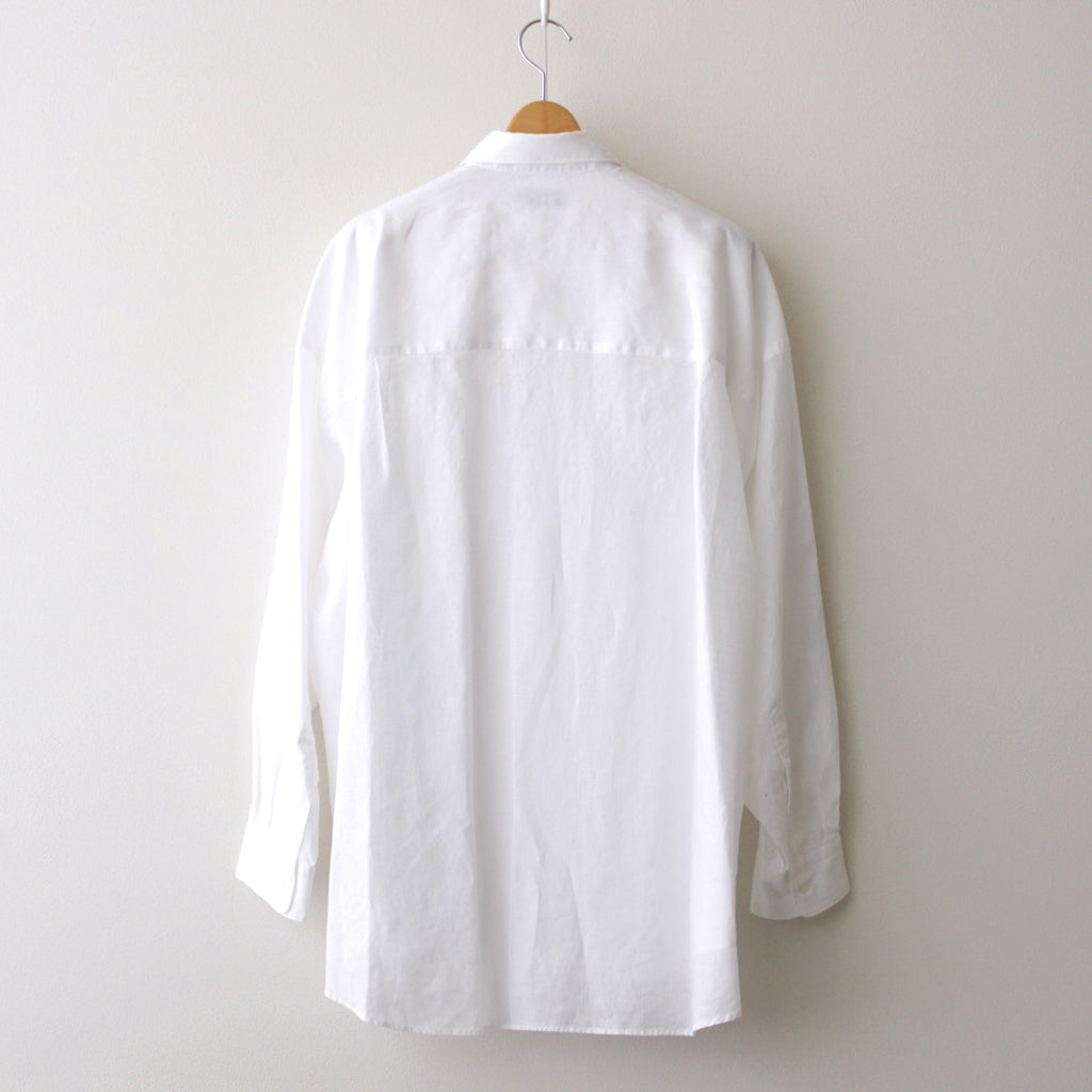 Linen L/S Oversized Regular Collar Shirt #WHITE [GM241-50273B]