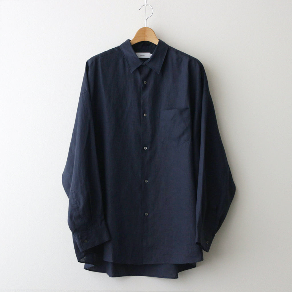 Linen L/S Oversized Regular Collar Shirt #NAVY [GM241-50273B]