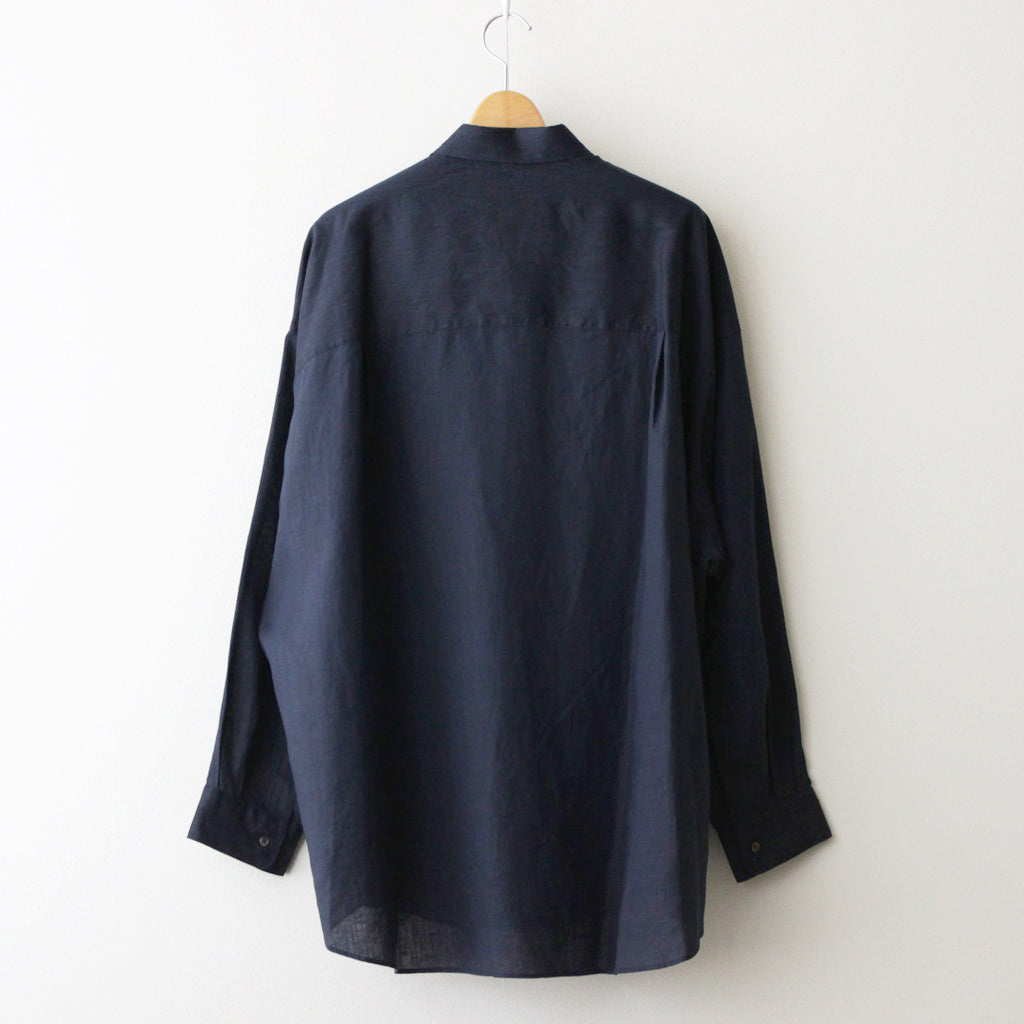 Linen L/S Oversized Regular Collar Shirt #NAVY [GM241-50273B]