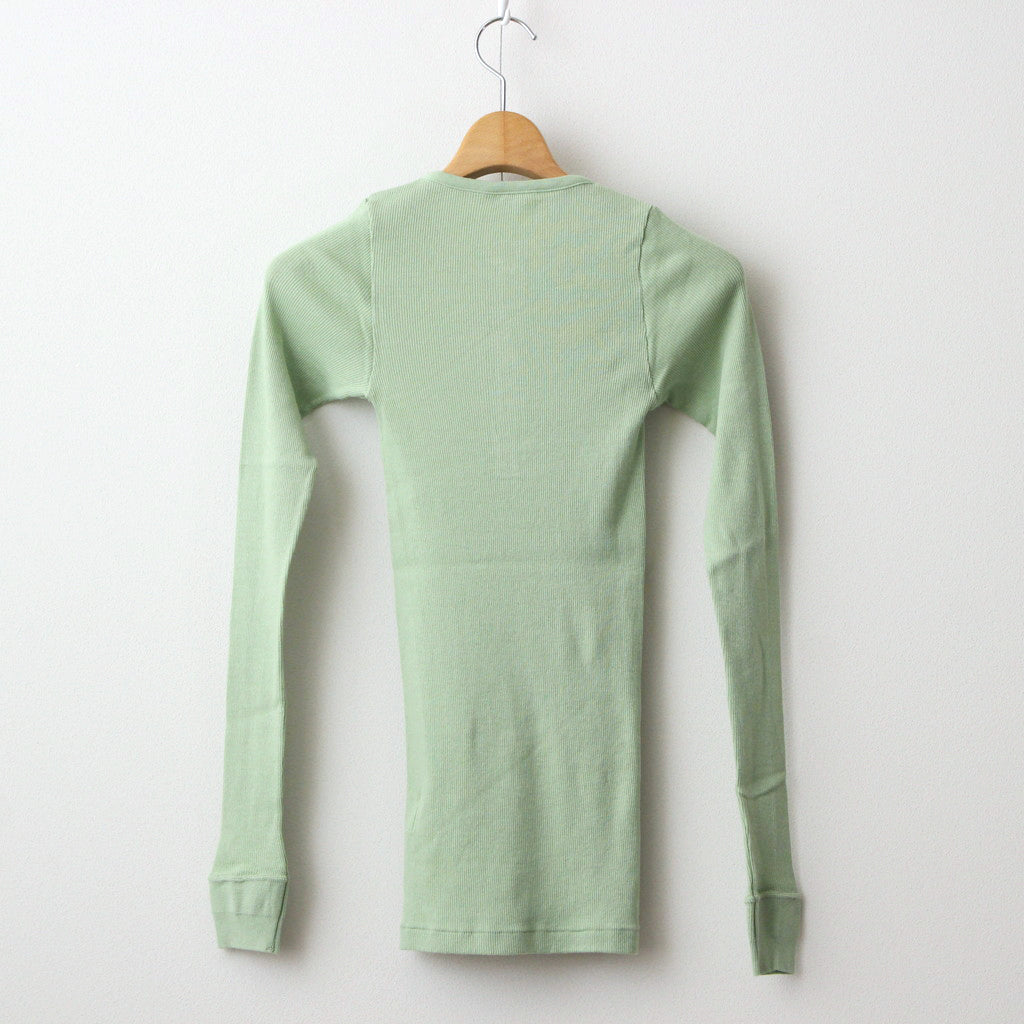 ORGANIC SOFT RIB HENLEY NECK L/S TEE #LIGHT GREEN [A24SP03OT]